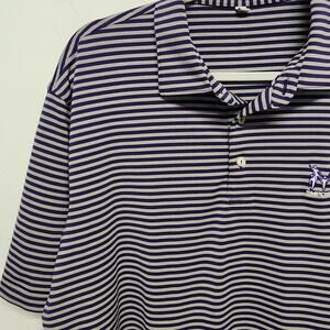 Peter Millar Summer Comfort Polo Shirt Size L Purple Striped Performance Golf